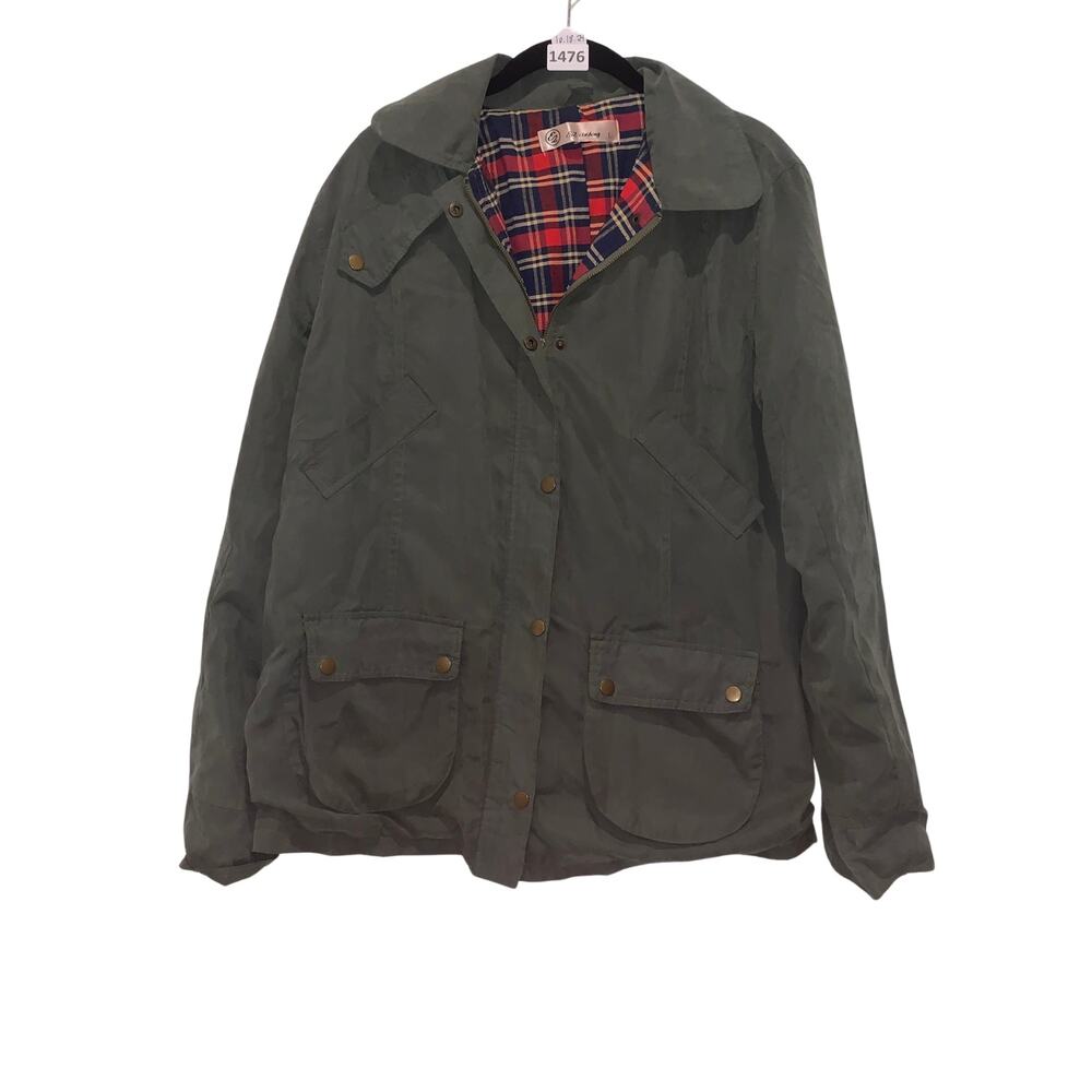 Barn Jacket, Farm Jacket, E2 Clothing Men’s Olive, Sage Green, Plaid Lining, LG